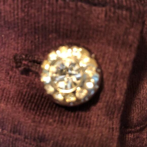 Cache Purple Velvet Thin Corduroy Rhinestone Button Pant New Stretch NWT $118 - Picture 9 of 11